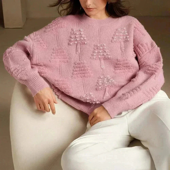Pink Casual Women's Chic Pullover Sweater - Picture 1 of 5